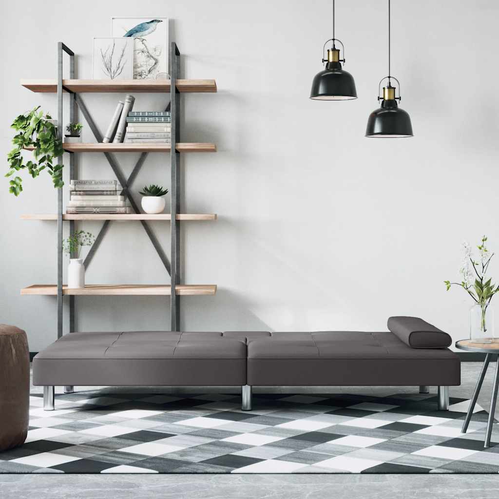 Divano Letto con Portabicchieri in Similpelle Grigiocod mxl 94409