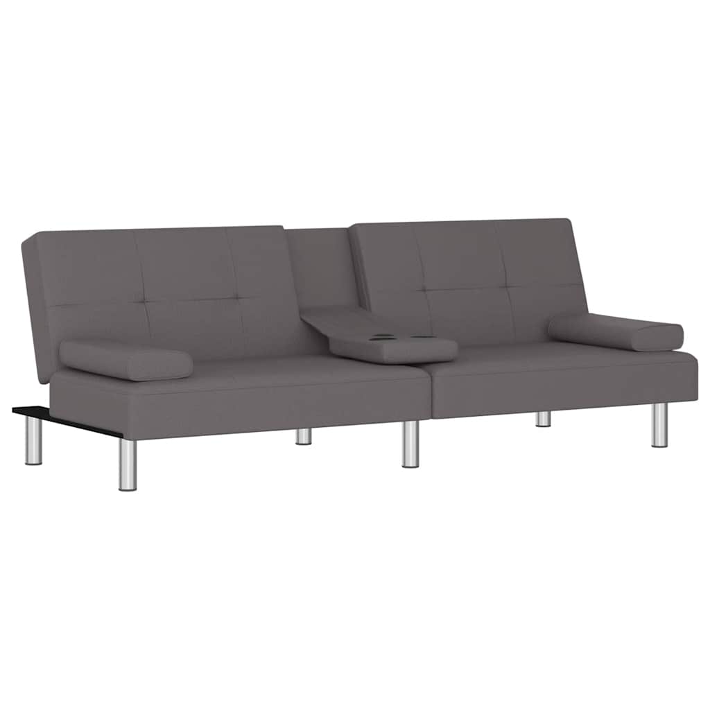 Divano Letto con Portabicchieri in Similpelle Grigio 351928