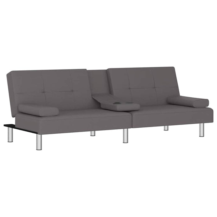 Divano Letto con Portabicchieri in Similpelle Grigio 351928