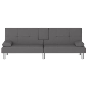 Divano Letto con Portabicchieri-Sofa Letto-Daybed in Similpelle Grigio
