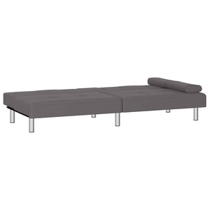 Divano Letto con Portabicchieri-Sofa Letto-Daybed in Similpelle Grigio