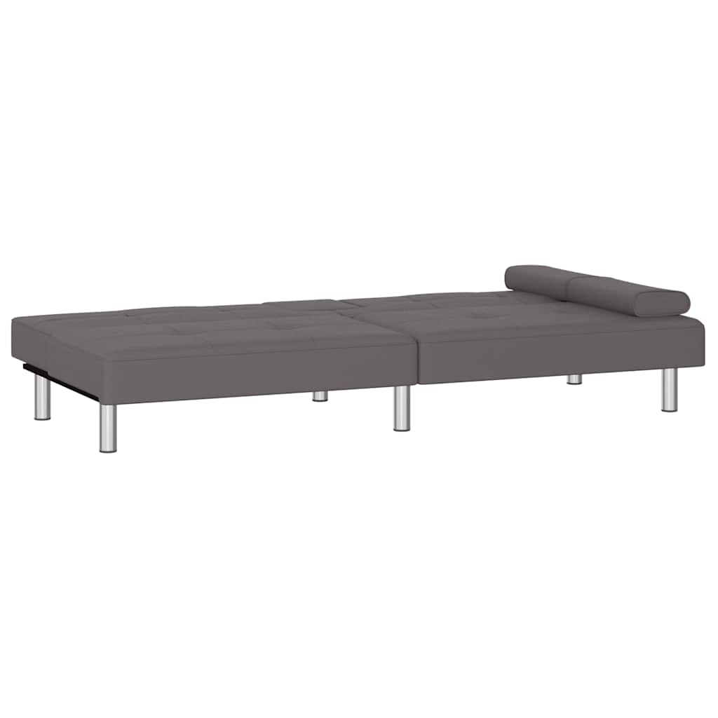 Divano Letto con Portabicchieri in Similpelle Grigio 351928