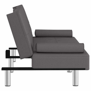 Divano Letto con Portabicchieri-Sofa Letto-Daybed in Similpelle Grigio