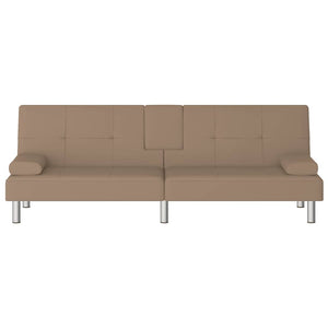 Divano Letto con Portabicchieri-Sofa Letto-Daybed in Similpelle Cappuccino