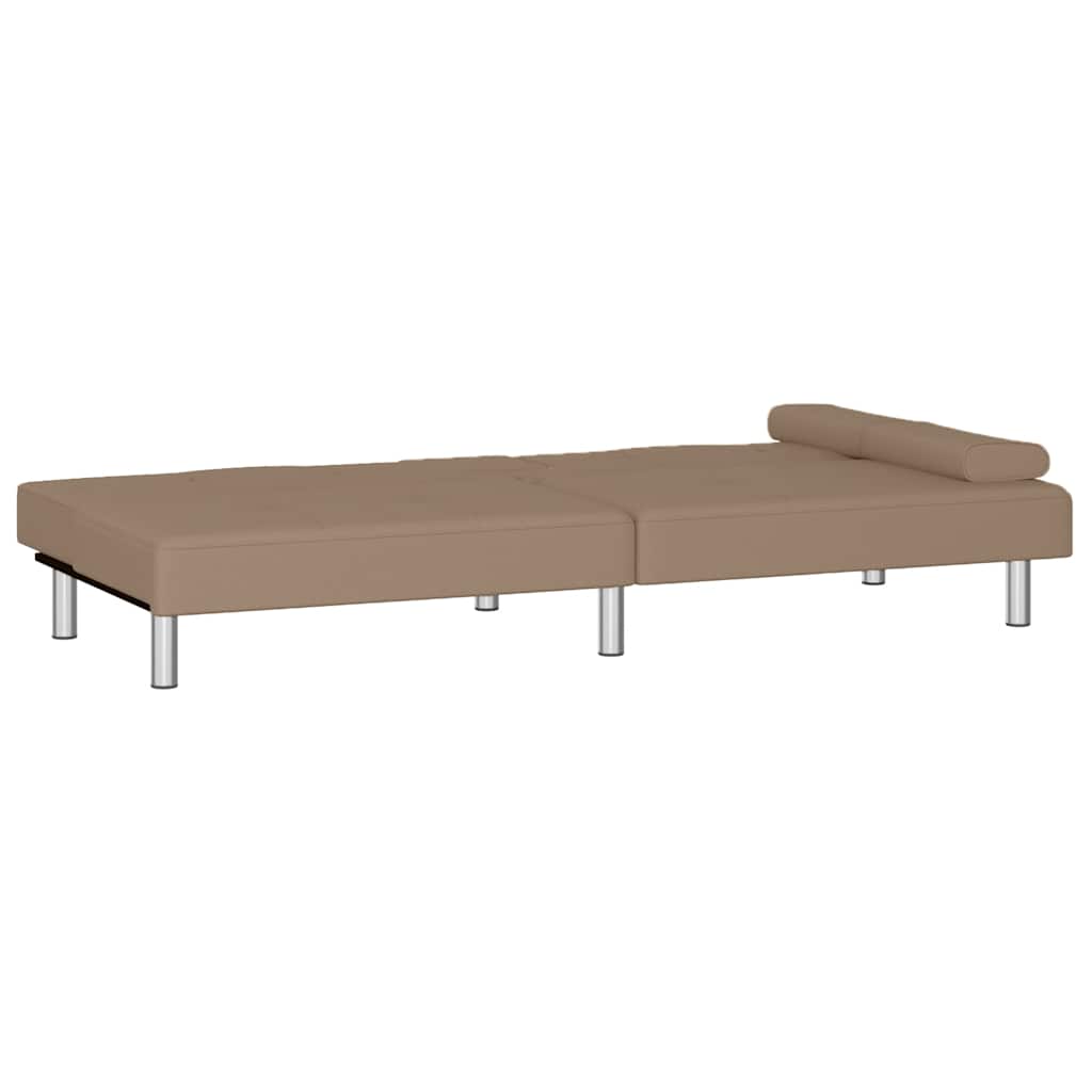 Divano Letto con Portabicchieri-Sofa Letto-Daybed in Similpelle Cappuccino