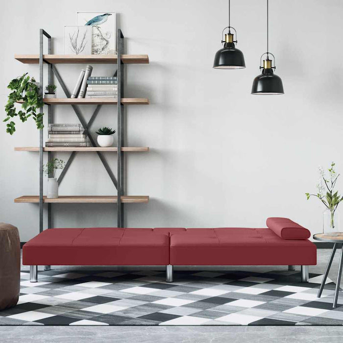 Divano Letto con Portabicchieri in Similpelle Rosso Vinocod mxl 118442