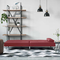 Divano Letto con Portabicchieri in Similpelle Rosso Vino 351930