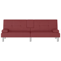 Divano Letto con Portabicchieri in Similpelle Rosso Vino 351930
