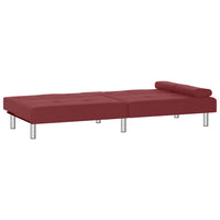 Divano Letto con Portabicchieri in Similpelle Rosso Vino 351930