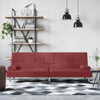Divano Letto con Portabicchieri in Similpelle Rosso Vinocod mxl 118442