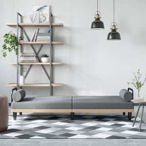 Divano Letto con Braccioli Grigio Chiaro in Tessuto 351931