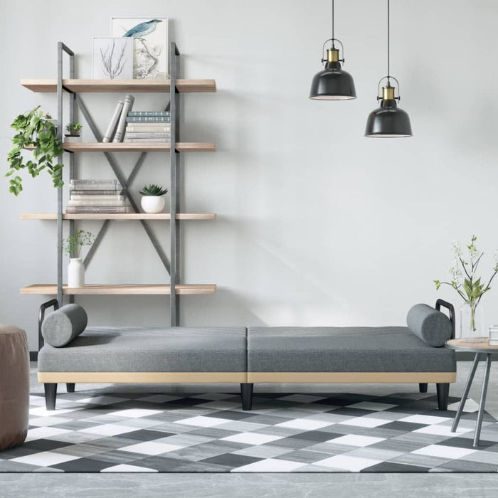 Divano Letto con Braccioli Grigio Chiaro in Tessuto 351931