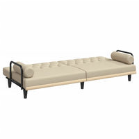 Divano Letto con Braccioli Crema in Tessuto 351940