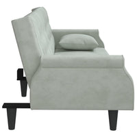 Divano letto con braccioli 216 x 89 x 70 cm velluto grigio chiaro 02_0021014