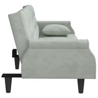 Divano Letto con Braccioli-Sofa Letto-Daybed Grigio Chiaro in Velluto