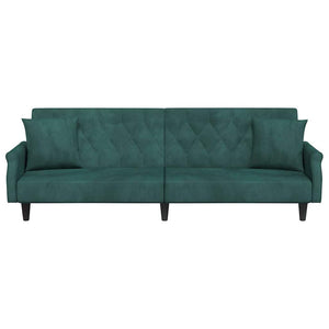 Divano Letto con Braccioli Verde Scuro in Velluto 351946