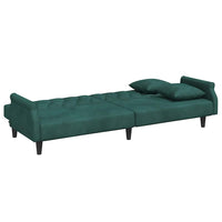 Divano Letto con Braccioli Verde Scuro in Velluto 351946