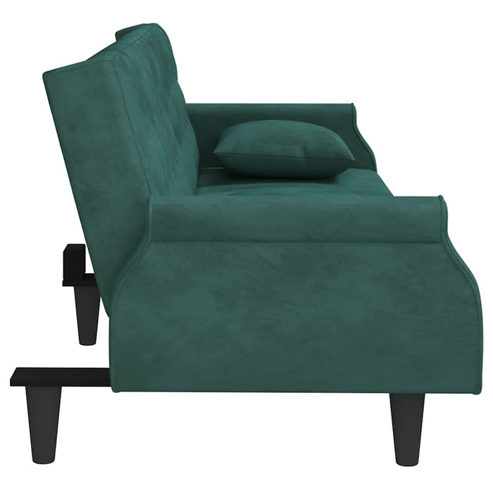 Divano Letto con Braccioli Verde Scuro in Velluto 351946