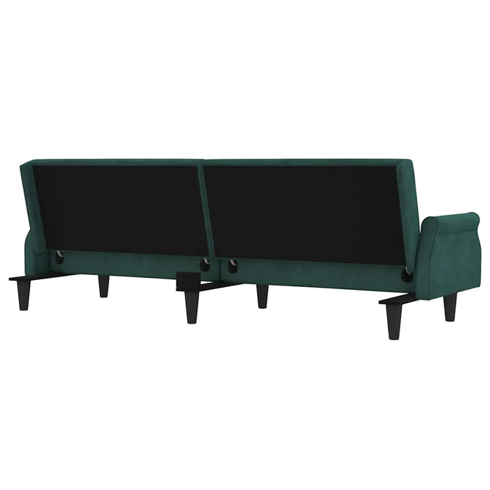 Divano Letto con Braccioli Verde Scuro in Velluto 351946