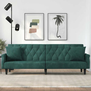 Divano Letto con Braccioli Verde Scuro in Velluto 351946