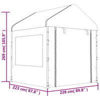 Gazebo con Tetto Bianco 2,28x2,23x2,69 m in Polietilene