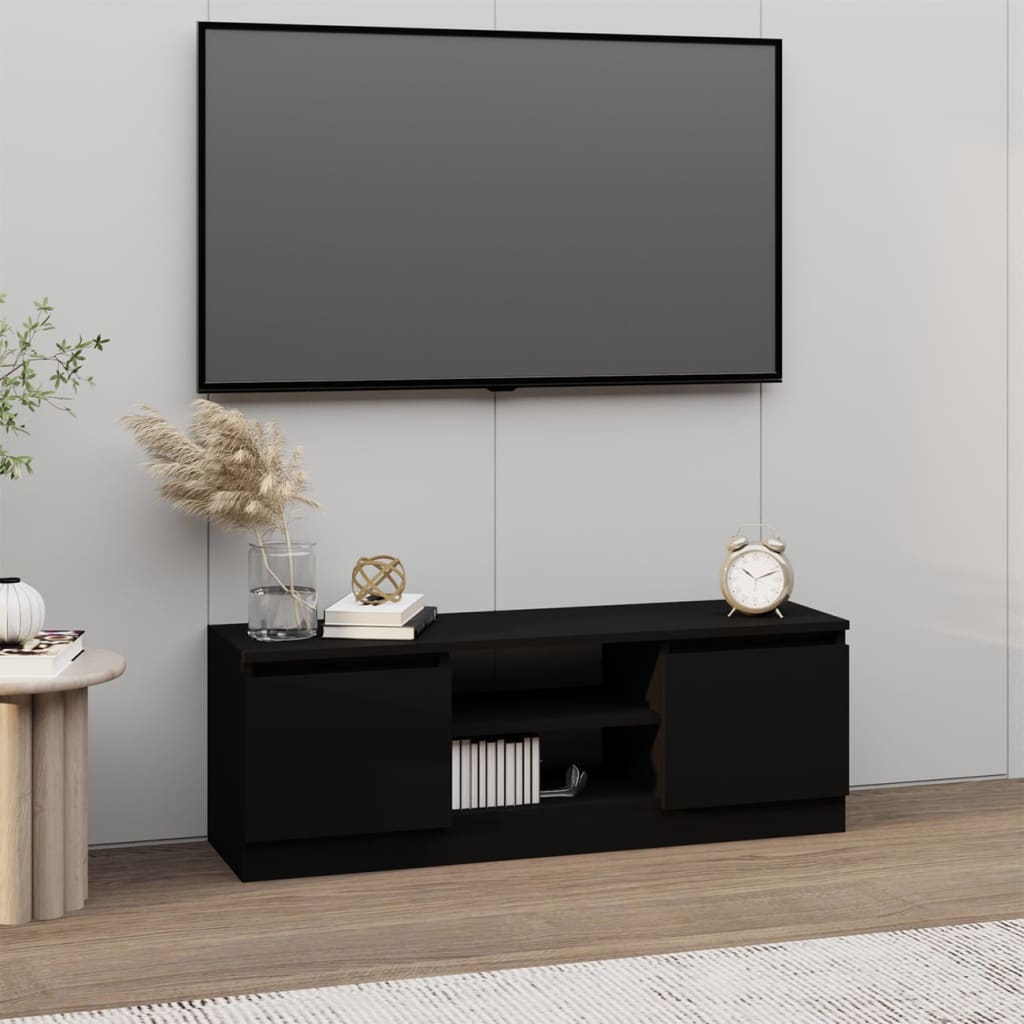 Mobile Porta TV con Anta-Mobile per TV-Credenza TV Nero 102x30x36 cm