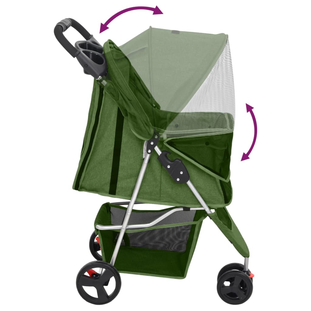 Passeggino per Cani Pieghevole Verde 80x46x98cm Tessuto Oxford 172198