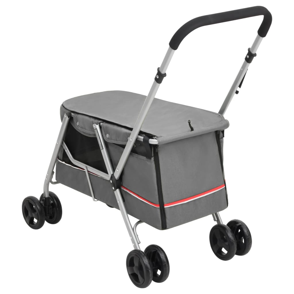 Passeggino Cani Pieghevole Grigio 100x49x96cm Tessuto di Lino 172203
