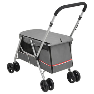 Passeggino Cani Pieghevole Grigio 100x49x96cm Tessuto di Lino 172203