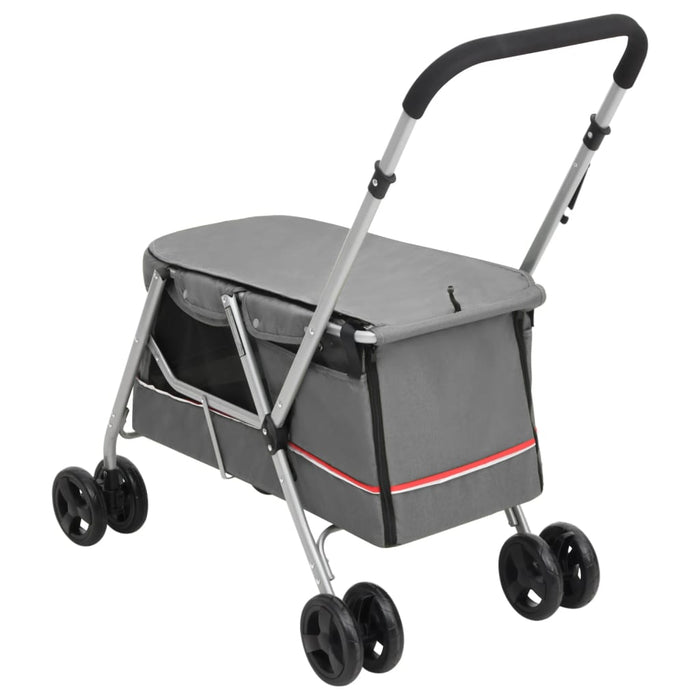 Passeggino Cani Pieghevole Grigio 100x49x96cm Tessuto di Lino 172203