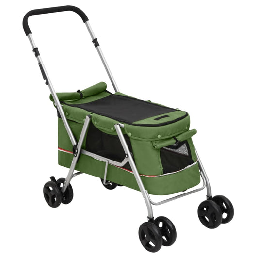 Passeggino Cani Pieghevole Verde 100x49x96cm Tessuto di Lino 172204