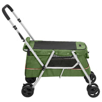 Passeggino Cani Pieghevole Verde 100x49x96cm Tessuto di Lino 172204