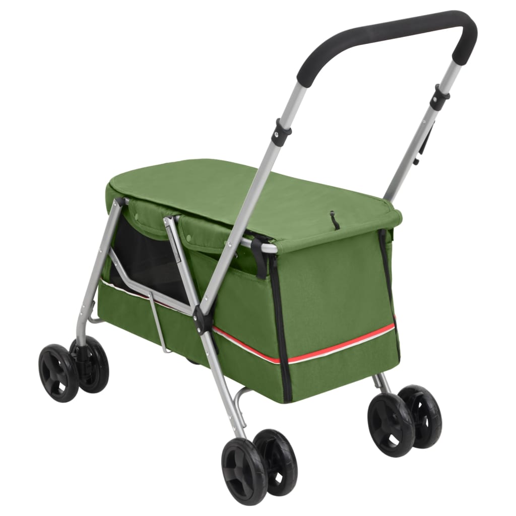 Passeggino Cani Pieghevole Verde 100x49x96cm Tessuto di Lino 172204
