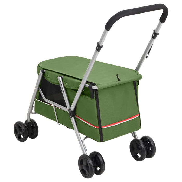 Passeggino Cani Pieghevole Verde 100x49x96cm Tessuto di Lino 172204