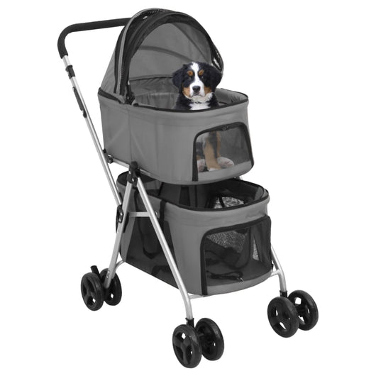 Passeggino Cani Pieghevole 2 Livelli Grigio 83x48x97cm Tessutocod mxl 121022
