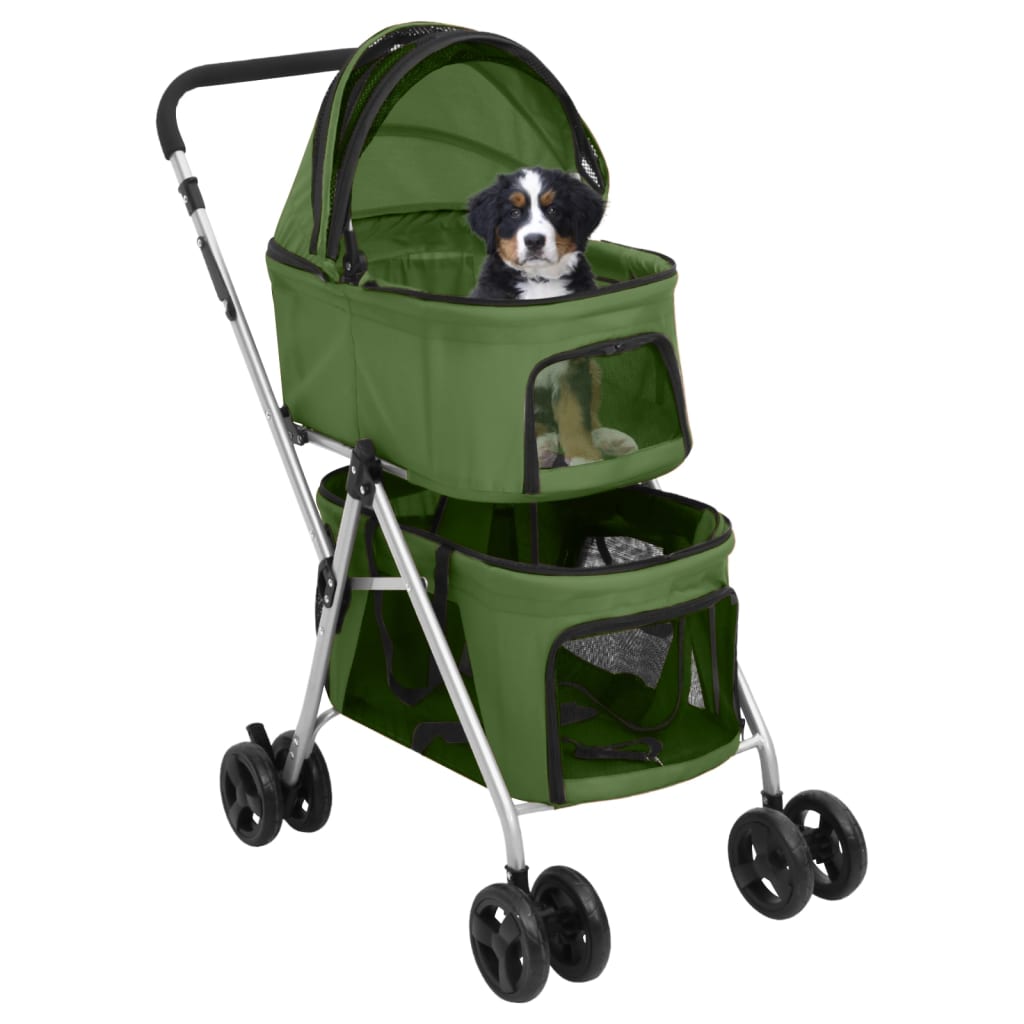 Passeggino Cani Pieghevole 2 Livelli Verde 83x48x97cm Tessutocod mxl 127007