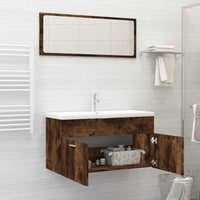Set Mobili da Bagno 2 pz Rovere Fumo in Legno Multistrato 826623