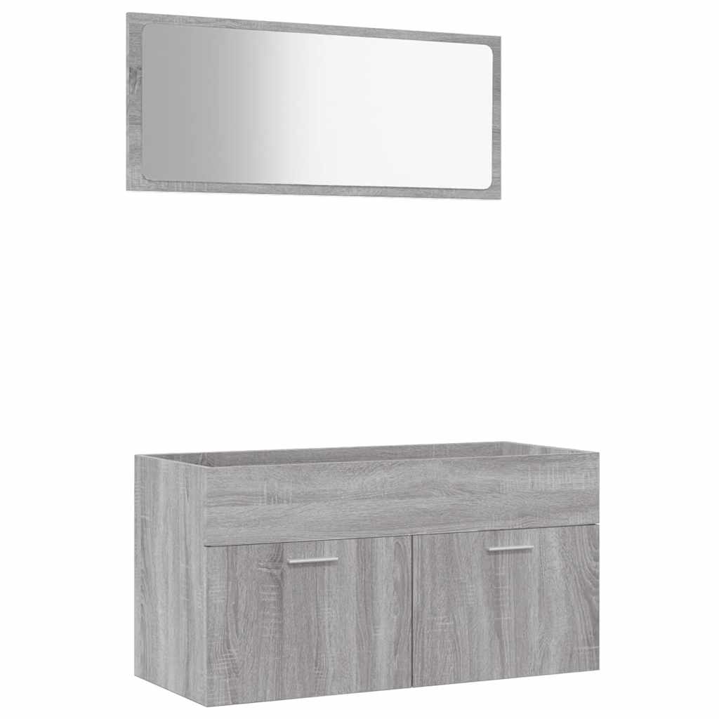 Set Mobili da Bagno 2 pz Grigio Sonoma in Legno Multistrato 826624