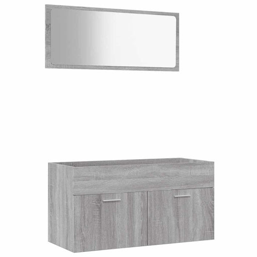 Set Mobili da Bagno 2 pz Grigio Sonoma in Legno Multistrato 826624