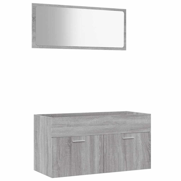 Set Mobili da Bagno 2 pz Grigio Sonoma in Legno Multistrato 826624