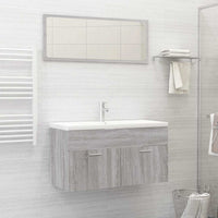 Set Mobili da Bagno 2 pz Grigio Sonoma in Legno Multistrato 826624