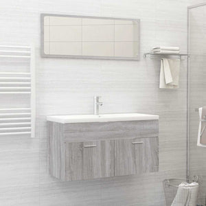 Set Mobili da Bagno 2 pz Grigio Sonoma in Legno Multistrato 826624