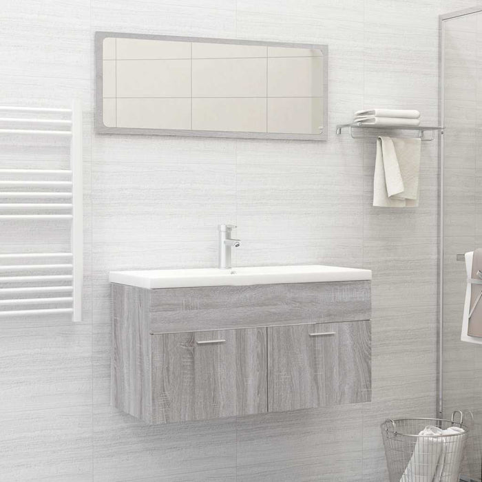 Set Mobili da Bagno 2 pz Grigio Sonoma in Legno Multistrato 826624