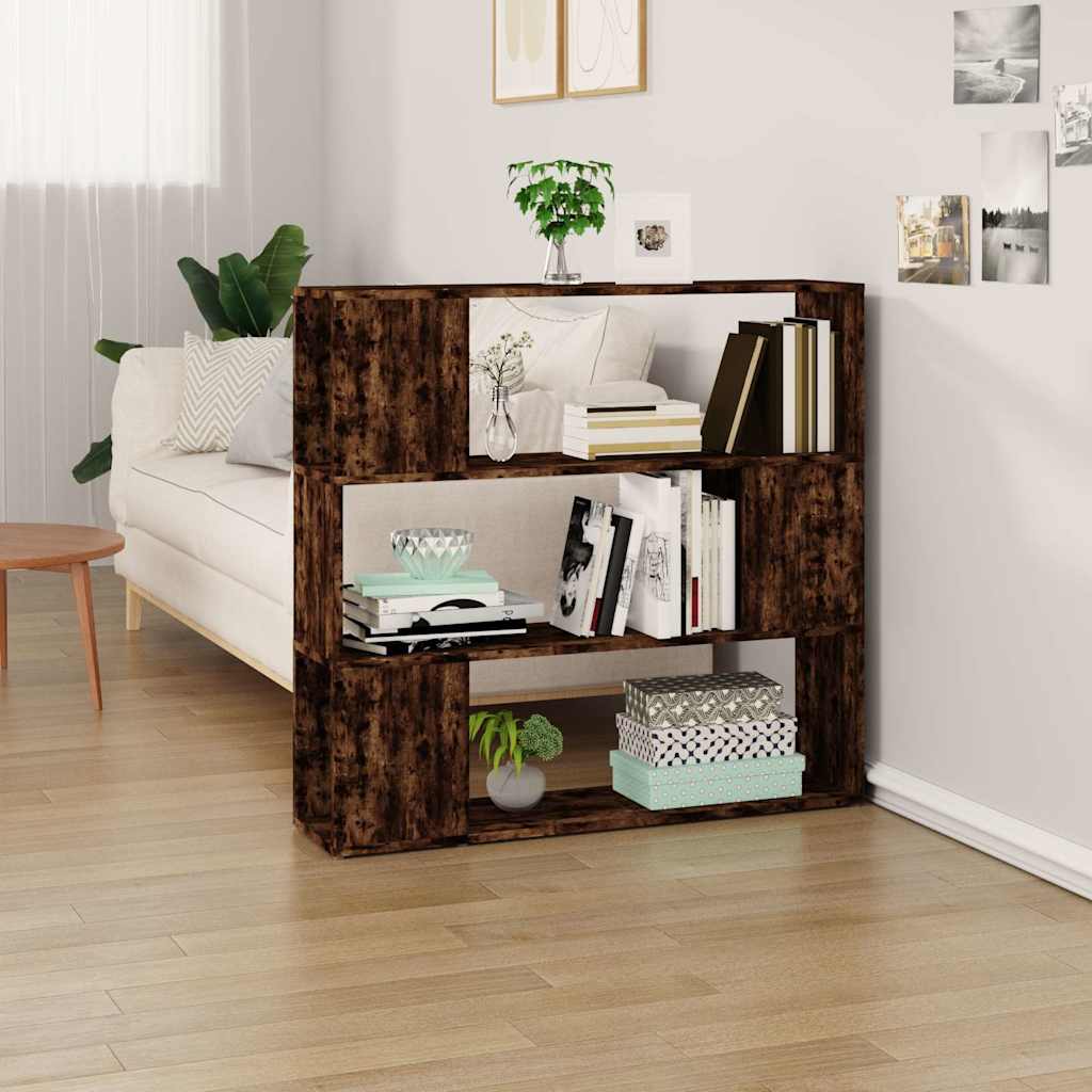 Libreria Divisorio-Scaffale per Libri-Mobile di Stoccaggio Rovere Fumo 100x24x94 cm