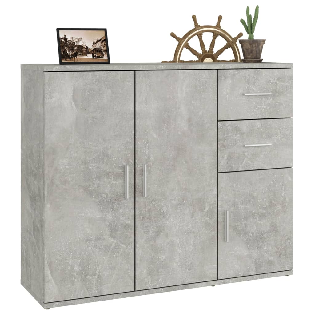 Credenza-Buffet-Armadio da cucina Grigio Cemento 91x29,5x75 cm in Legno Multistrato