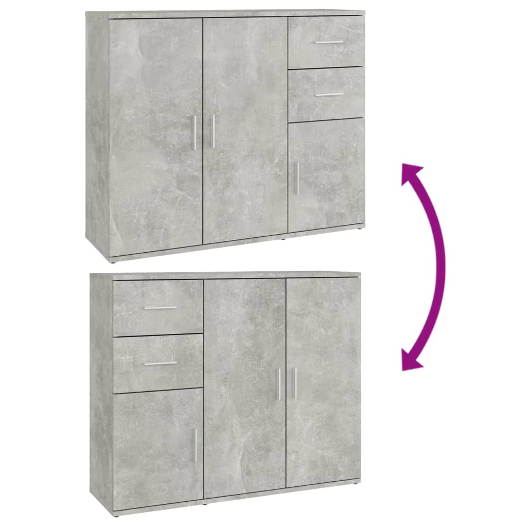 Credenza Grigio Cemento 91x29,5x75 cm in Legno Multistrato 823273