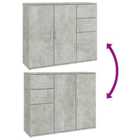 Credenza Grigio Cemento 91x29,5x75 cm in Legno Multistrato 823273