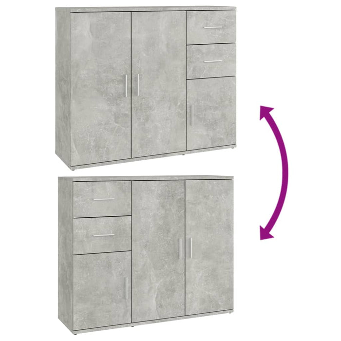 Credenza Grigio Cemento 91x29,5x75 cm in Legno Multistrato 823273