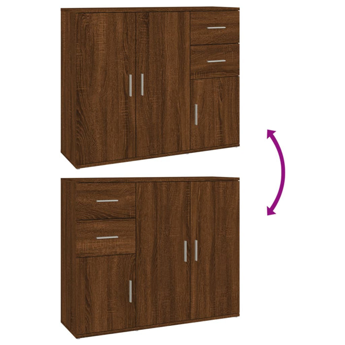 Credenza Rovere Marrone 91x29,5x75 cm in Legno Multistrato 823276