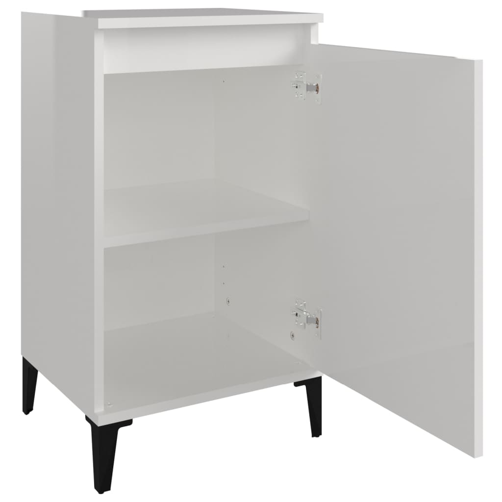 Comodino Bianco Lucido 40x35x70 cm in Legno Multistrato 819648